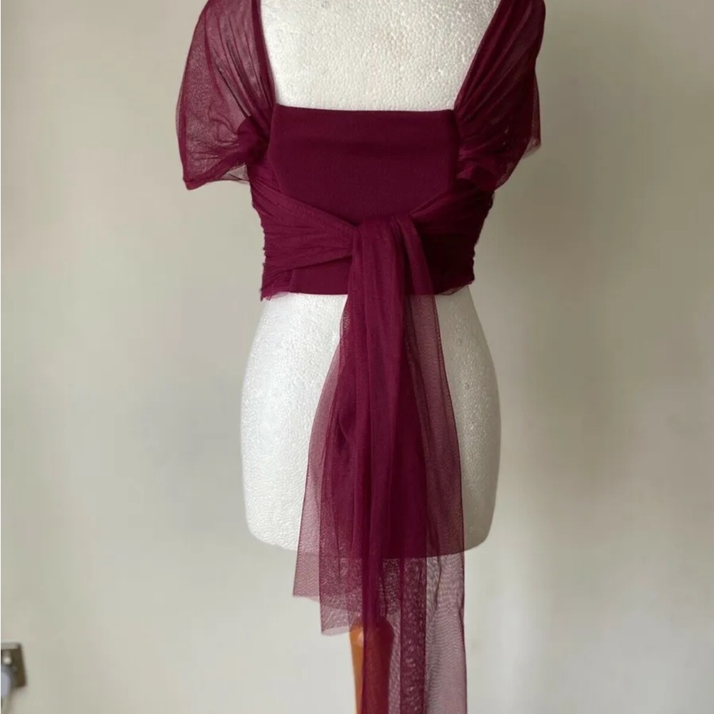 River Island Purple Strapless Crop Top Mesh Bow Detail Size 10 - Picture 5 of 5